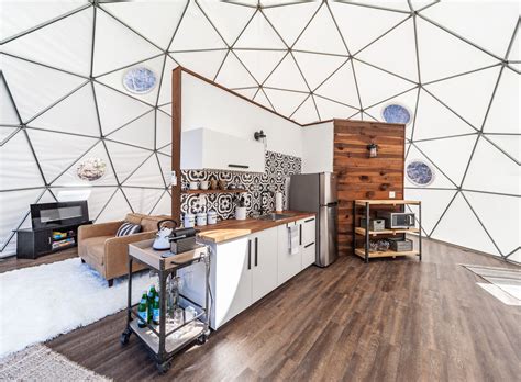 Glamping Kitchenette Dome House Geodesic Dome Homes Luxury Glamping