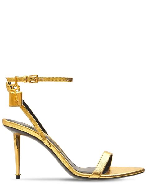 Tom Ford 85mm Padlock Metallic Leather Sandals Lyst