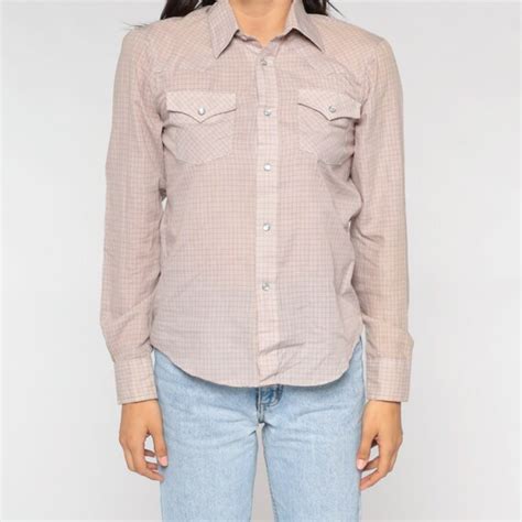 Plaid Western Shirt S Pearl Snap Button Up Cowboy S Gem