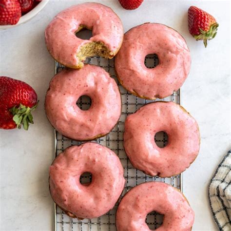 Baked Strawberry Donuts Food With Feeling