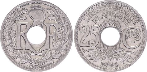 Pièce France 25 Centimes Lindauer 1914 Souligné TTB