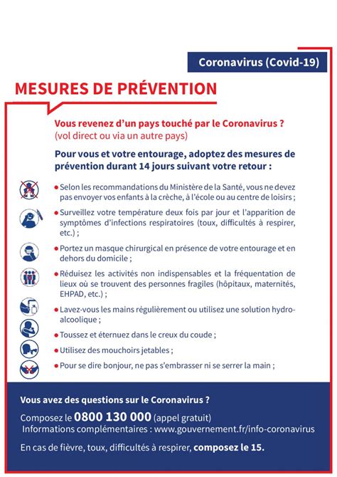 CORONAVIRUS COVID 19 MESURES DE PRÉVENTION Mairie d Esnandes