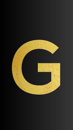 the letter g is made up of gold foil and black paper with a golden outline