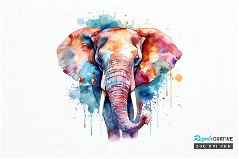 Watercolor Colorful Elephant PNG Clipart