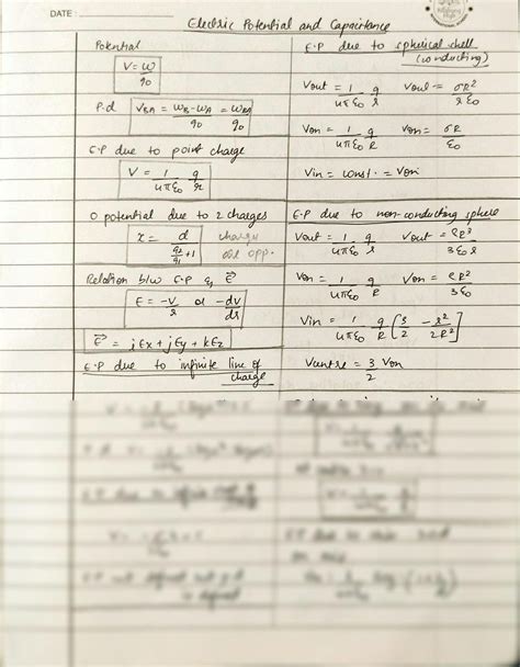 Solution Electric Potential Formula Sheet Studypool