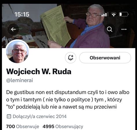 Krystyna Pawłowicz on Twitter 6 go we czwartek zmarł Pan Wojciech