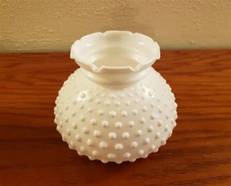 VINTAGE MILK GLASS Hobnail Hurricane Lamp Chimney Oil Shade 1 1 2