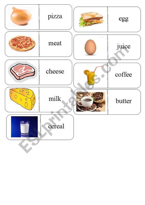 Food Domino Esl Worksheet By Atka