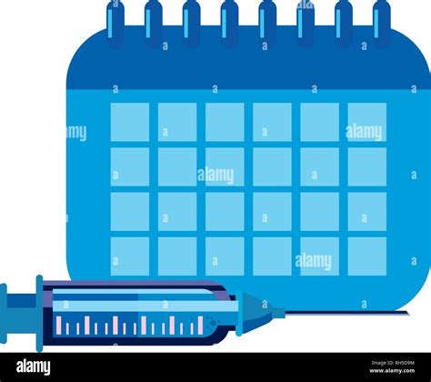 Medizinische Kalender Und Spritze Impfung Vector Illustration Stock