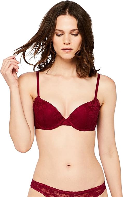 Buy Online Here Iris Lilly Womens Satin And Lace Push Up Bra Buy Now