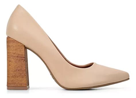 Scarpin Feminino Nude Salto Bloco Corti A Parcelamento Sem Juros