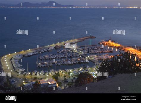 Port of Sidi Bou Said at the sunset Stock Photo - Alamy