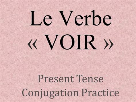 Le Verbe VOIR Present Tense Conjugation Teaching Resources