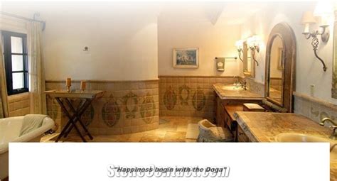 Beige Travertine Bathroom, Classic Beige Travertine Bath Design from ...