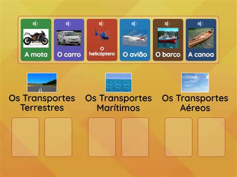 Os meios de transporte - Classificação em grupos