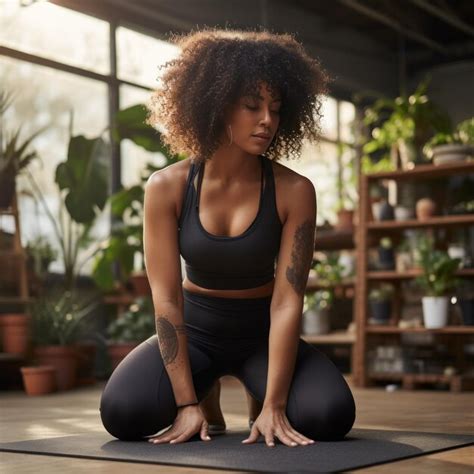 Premium Ai Image A Black Woman Practicing Yoga