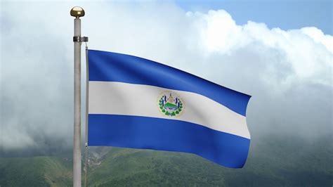 3d bandera salvadoreña ondeando en el viento en la montaña bandera de