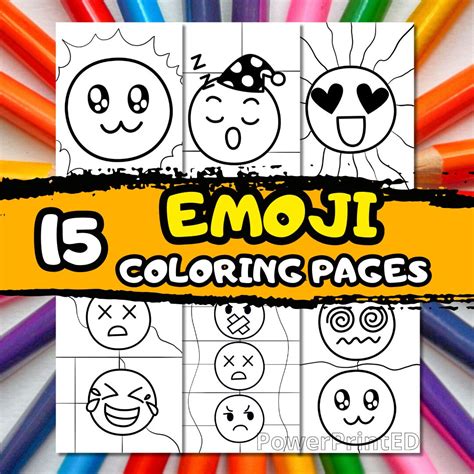 15 EMOJI Coloring Pages/ Kid Coloring Pages/printable Coloring Pages ...