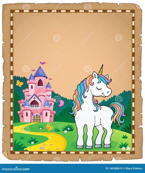 Sue O Del Pergamino Del Tema Del Unicornio Ilustraci N Del Vector