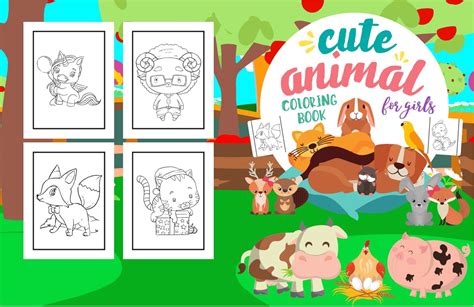 Cute Animals Coloring Book Pages for Kids - Boutique Printables