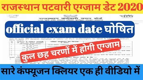 Rajasthan Patwari Exam Date Patwari Exam Date