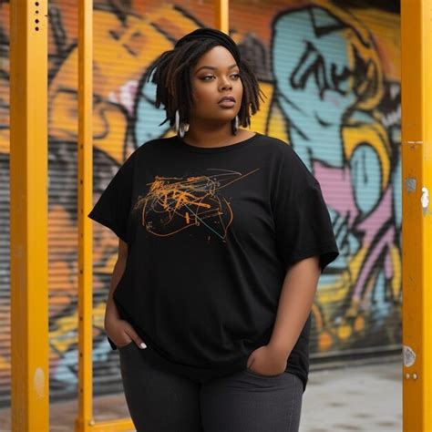 A Woman Wearing A Black Shirt With A Picture Of A Man On The Front