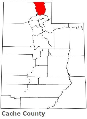 Cache County on the map of Utah 2024. Cities, roads, borders and ...