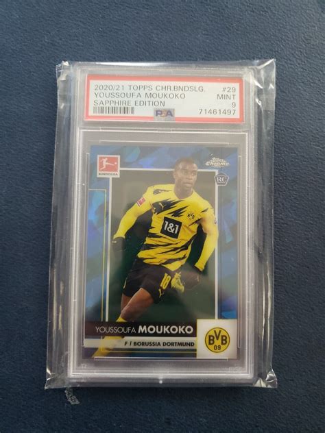 2020 21 Topps Chrome Sappbire Bundesliga Youssoufa Moukoko Rc 29 Psa 9