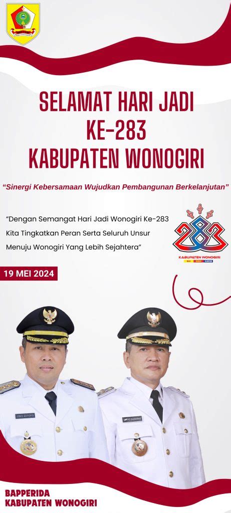 Selamat Hari Jadi Kab Wonogiri Ke 283 Sinergi Kebersamaan Wujudkan