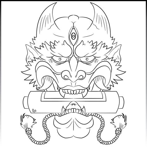 Oni Mask Line Art By Robbo4 On Deviantart