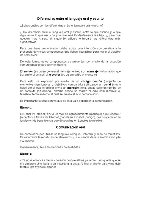 5 Diferencias Entre Lenguaje Oral Y Escrito 4