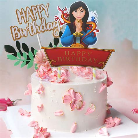 Buy Newmemo Mulan Birthday Cake Topper Princess Mulan And Dragon Mushu