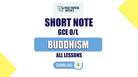 GCE O L Buddhism Short Note Pdf All Lessons