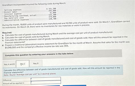 Solved Grandslam Incorporated Incurred The Following Costs Chegg