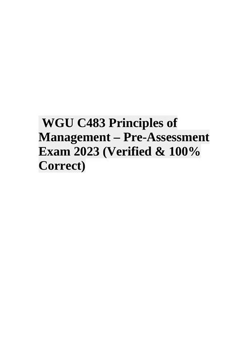 Wgu C Principles Of Management Pre Assessment Exam Verified