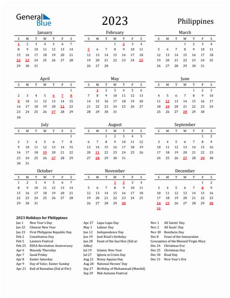 Calendar 2023 Philippines With Holidays – Get Calendar 2023 Update