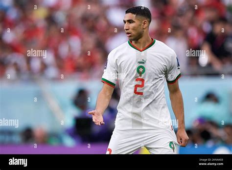 DOHA QATAR NOVEMBER 27 Achraf Hakimi Of Morocco Reacts During The