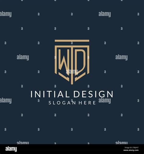 Initial WD Shield Logo Monoline Style Modern And Luxury Monogram Logo