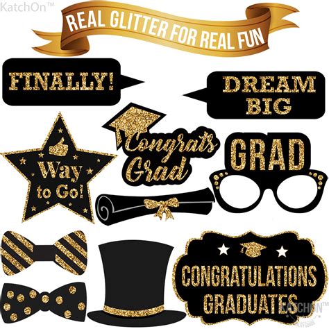 Buy Glitter Graduation Photo Booth Props Pack Of