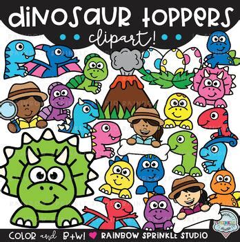 Dinosaur Toppers Clipart By Rainbow Sprinkle Studio Sasha Mitten