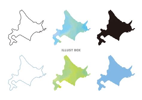 無料イラスト 北海道の地図6バリエーションセット