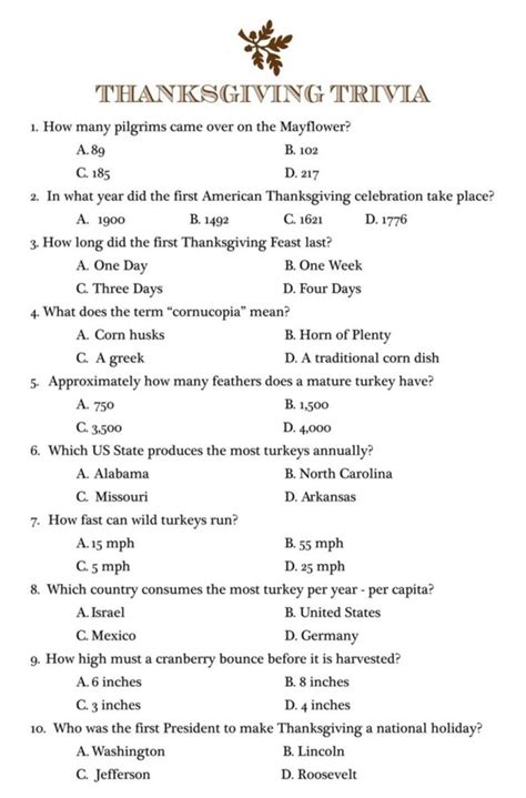 Thanksgiving Trivia Thanksgiving Facts Thanksgiving Activities