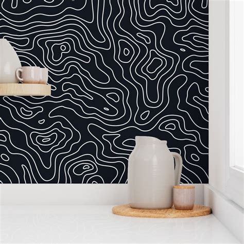 Black And White Stripes Wave Elevation Wallpaper Spoonflower