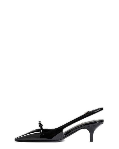 Miu Miu Bow Detailed Slingback Pumps In Black Lyst