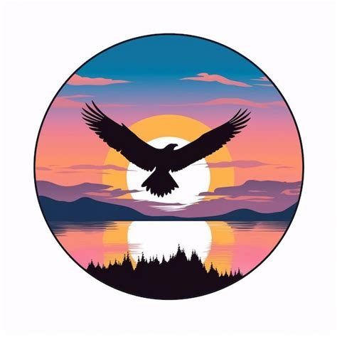 Premium AI Image | A stunning sunset with a silhouette of an eagle