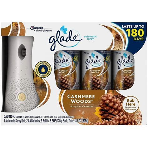 Glade Automatic Spray Air Freshener 1 Holder 3 Refills Cashmere