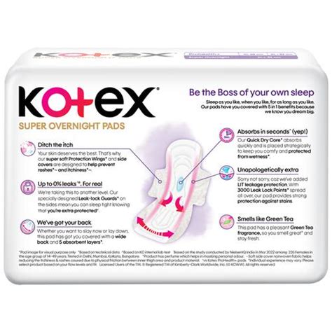 Buy Kotex Super Overnight Sanitary Pads With Leak Lock Guards 100 Stain Protection Xl