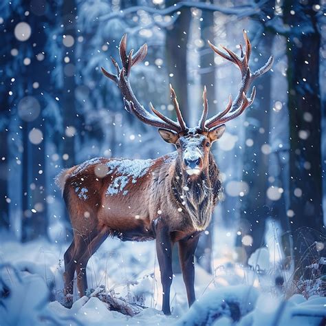 Fabulous Reindeer in a Winter Wonderland | Premium AI-generated image