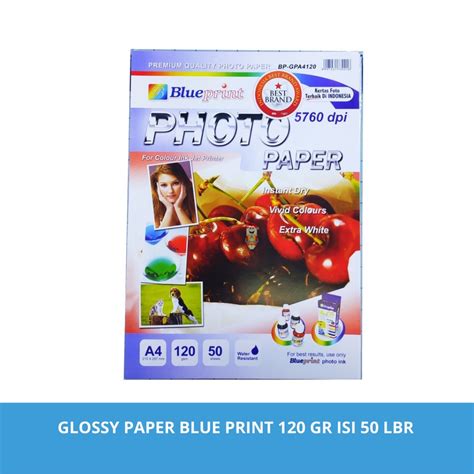 Jual Glossy Photo Paper A4 120gsm Isi 50 Lembar Kertas Blueprint