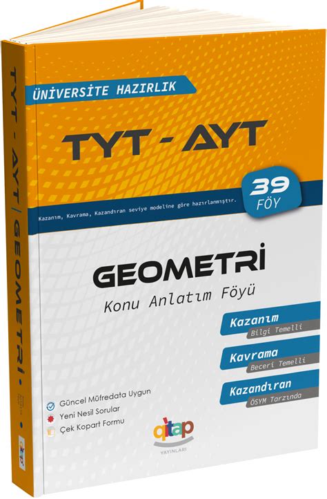 TYT AYT GEOMETRİ KONU ANLATIM FÖYÜ 8 Lİ 39 FÖY qitap Yayınları